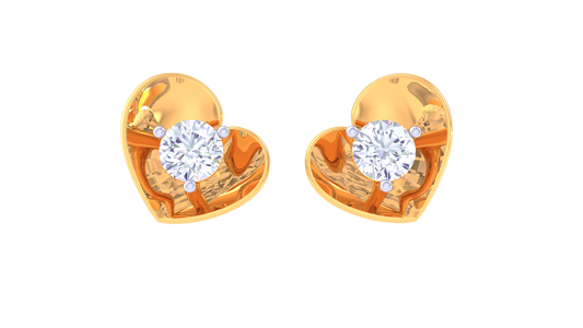 Luxuries Heart Design Diamond Stud Earrings in Gold - 0.36 Ct