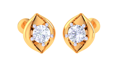 Golden Elegance Meets Sparkle Diamond Stud Earrings - 0.40 Ct