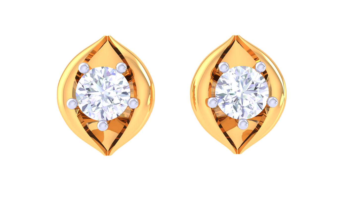 Golden Elegance Meets Sparkle Diamond Stud Earrings - 0.40 Ct