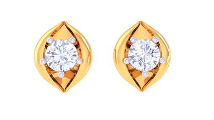 Golden Elegance Meets Sparkle Diamond Stud Earrings - 0.40 Ct