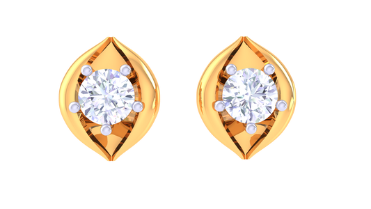 Golden Elegance Meets Sparkle Diamond Stud Earrings - 0.40 Ct