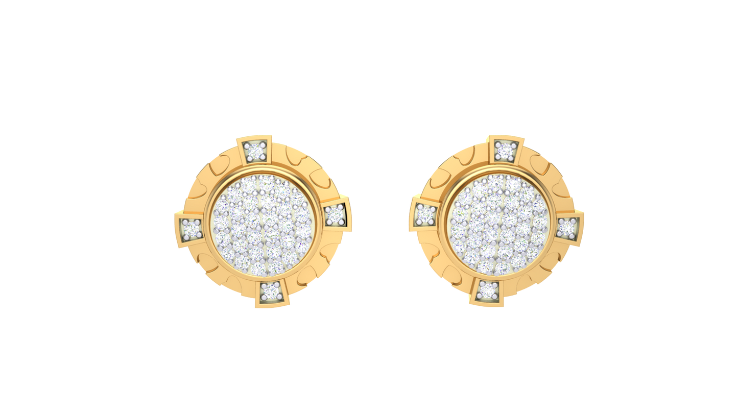 Halo Eclips Stud Earrings with Diamond and Gold - 0.20 Ct