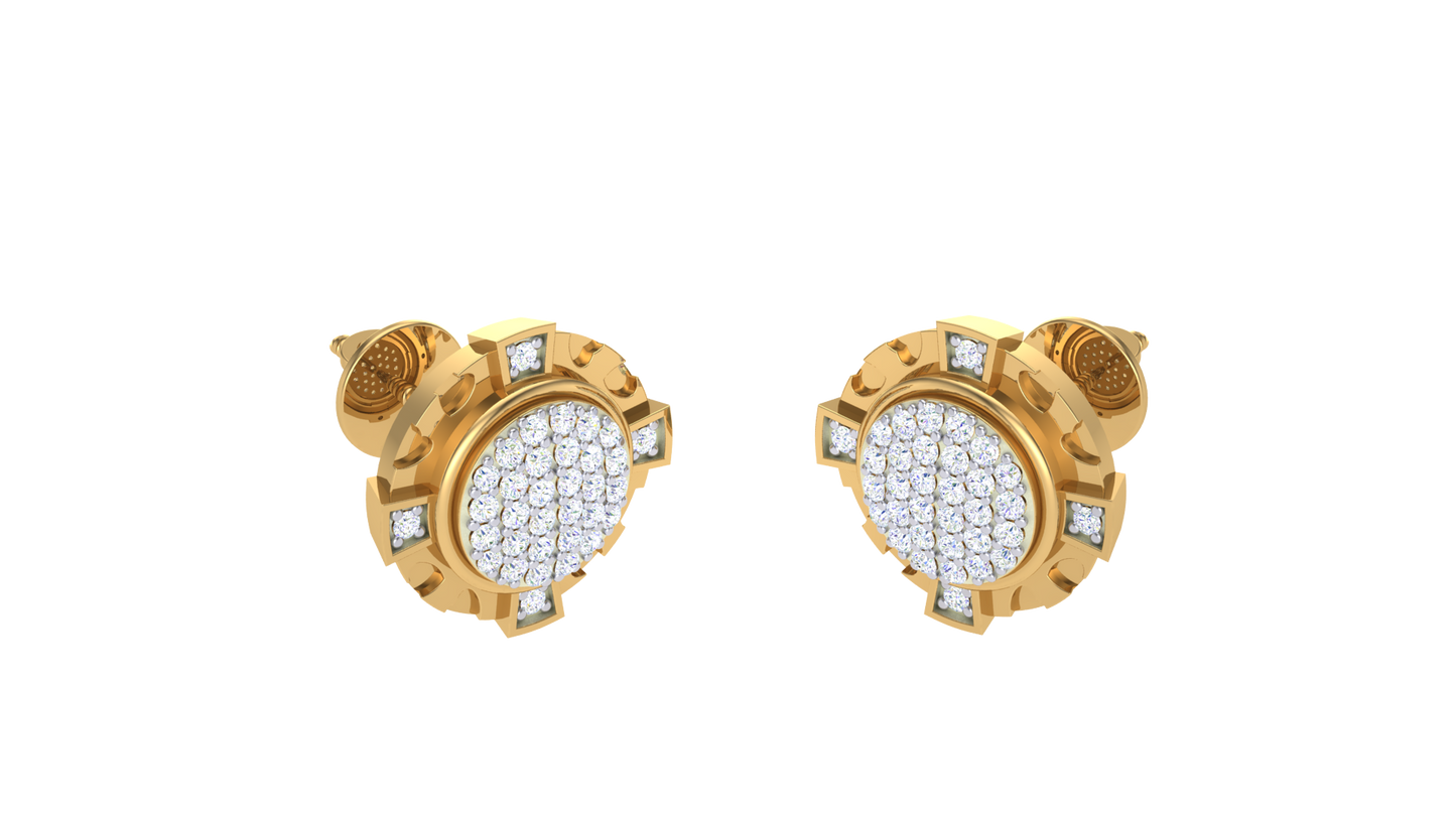 Halo Eclips Stud Earrings with Diamond and Gold - 0.20 Ct