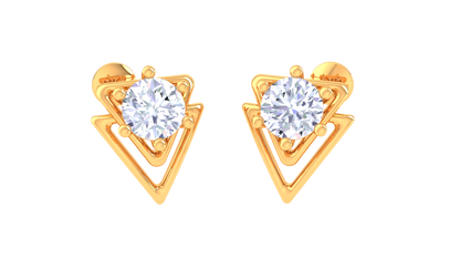 Diamond Studs Earrings In Golden Nested Triangles – 0.38 Ct