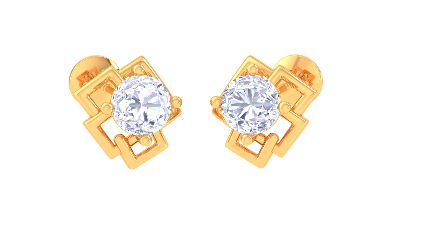 Square Halo Diamond Stud Earrings - 0.39 Ct