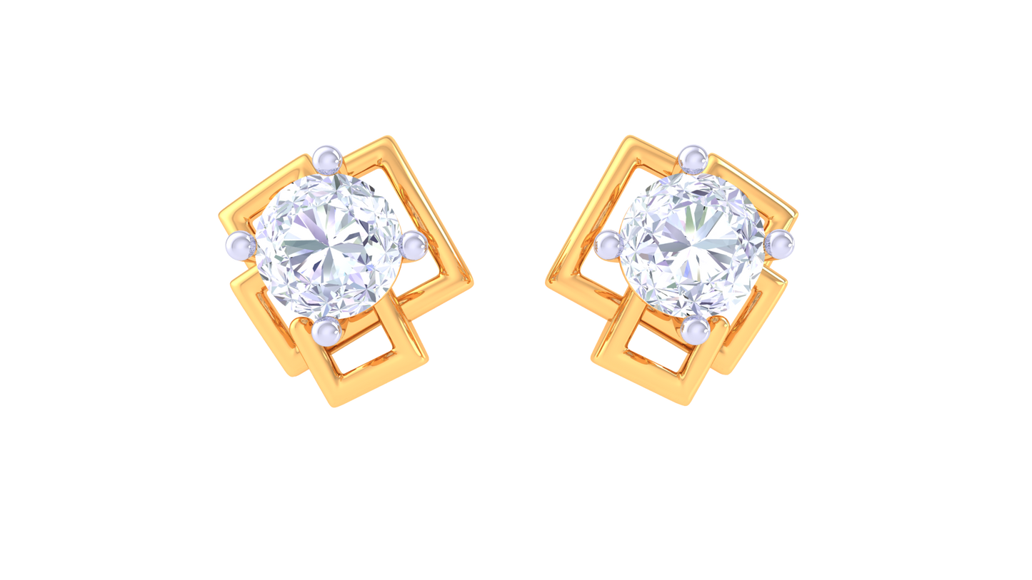 Square Halo Diamond Stud Earrings - 0.39 Ct
