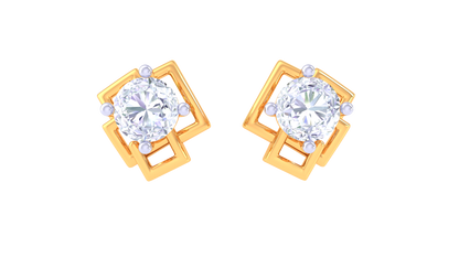 Square Halo Diamond Stud Earrings - 0.39 Ct