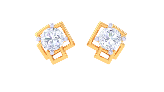 Square Halo Diamond Stud Earrings - 0.39 Ct