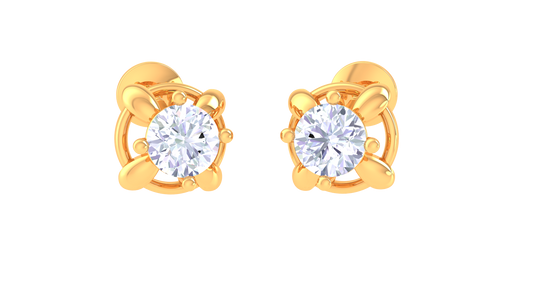 Golden Petal Diamond Stud Earrings - 0.37 Ct