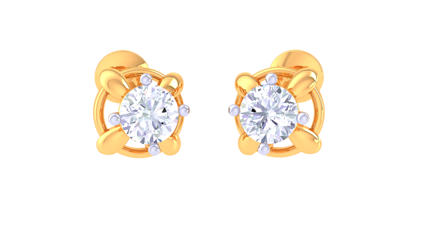 Golden Petal Diamond Stud Earrings - 0.37 Ct
