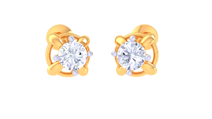 Golden Petal Diamond Stud Earrings - 0.37 Ct