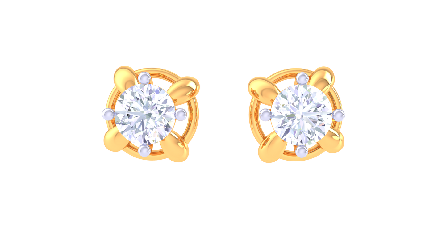 Golden Petal Diamond Stud Earrings - 0.37 Ct