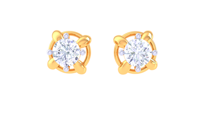Golden Petal Diamond Stud Earrings - 0.37 Ct