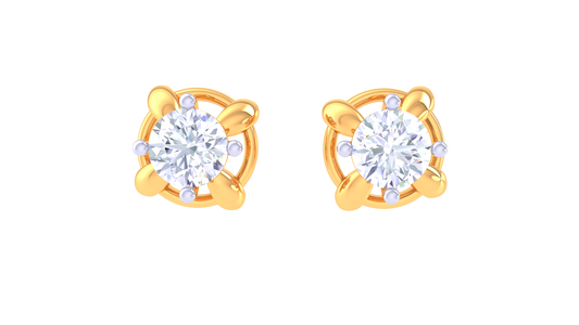 Golden Petal Diamond Stud Earrings - 0.37 Ct