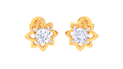 Floral Diamond Studs Earrings In Gold – 0.41 Ct