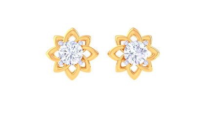 Floral Diamond Studs Earrings In Gold – 0.41 Ct