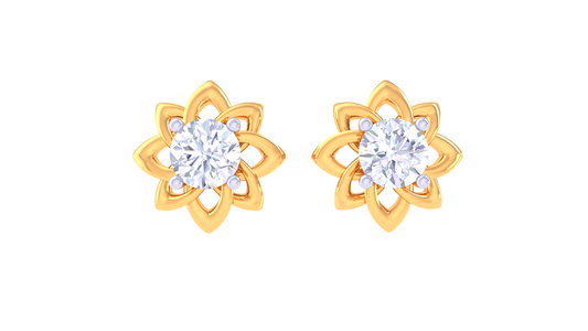 Floral Diamond Studs Earrings In Gold – 0.41 Ct