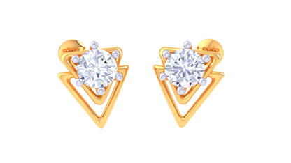 Diamond Studs Earrings In Golden Nested Triangles – 0.38 Ct