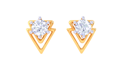 Diamond Studs Earrings In Golden Nested Triangles – 0.38 Ct
