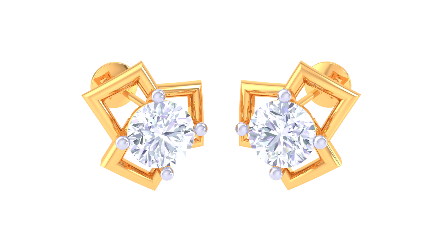 Lustrious Loops Diamond Stud Earrings In Gold - 0.38 ct