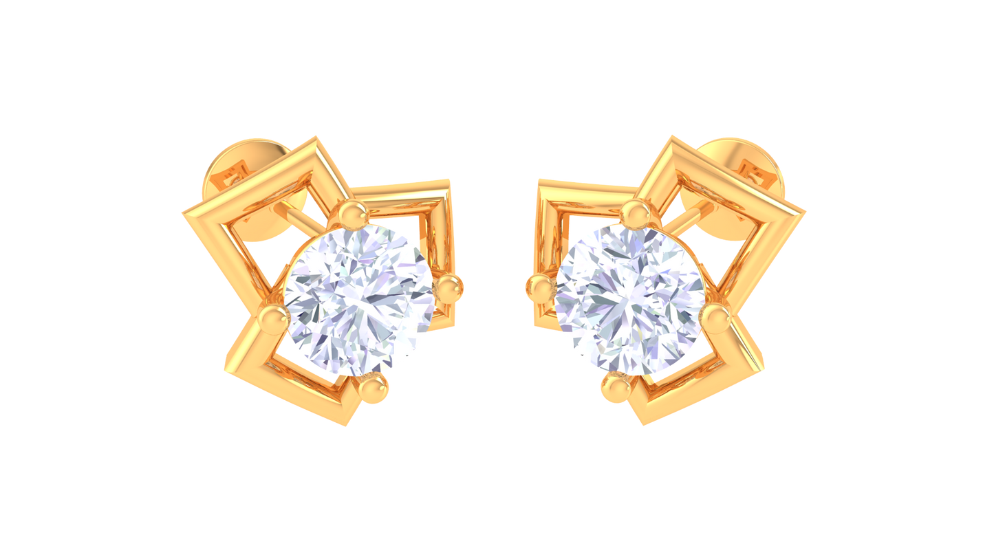 Lustrious Loops Diamond Stud Earrings In Gold - 0.38 ct