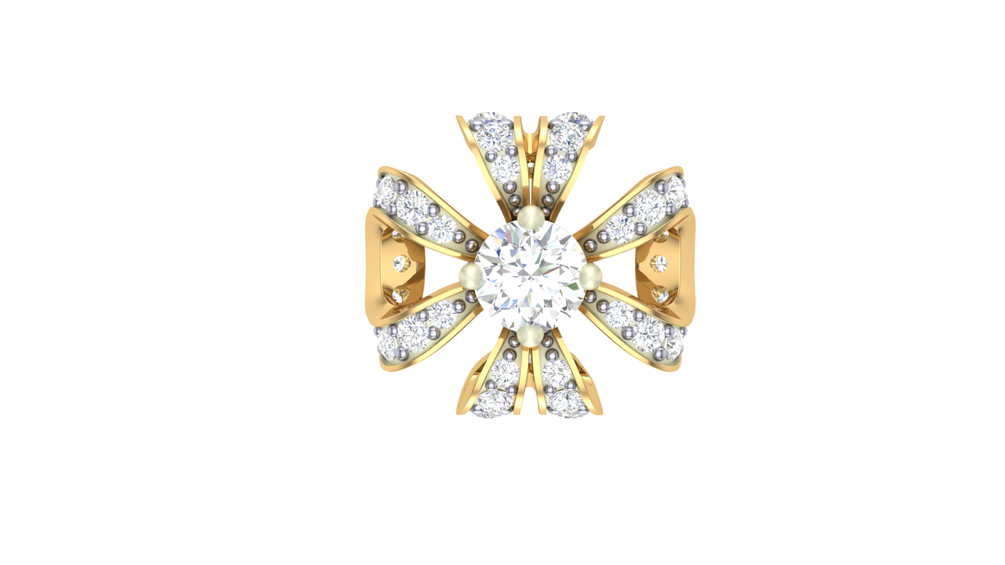 Floral Sparkle Stud Earrings In Gold - 0.49 Ct Round Cut Diamonds