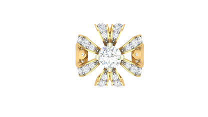 Floral Sparkle Stud Earrings In Gold - 0.49 Ct Round Cut Diamonds