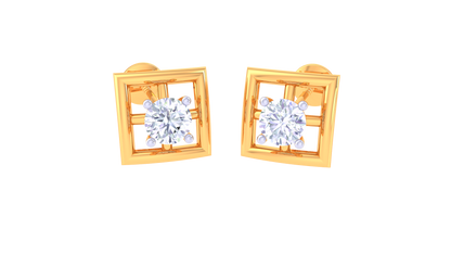 Splended Square Diamond Stud Earrings In Gold -0.33 Ct