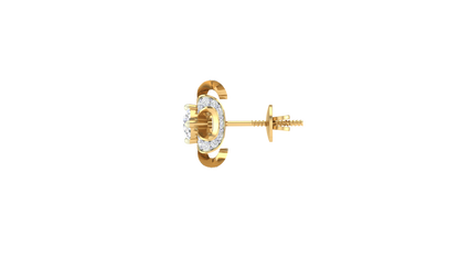 Floral Sparkle Stud Earrings In Gold - 0.49 Ct Round Cut Diamonds