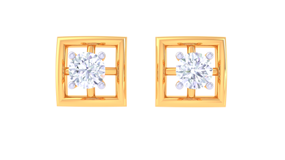 Splended Square Diamond Stud Earrings In Gold -0.33 Ct