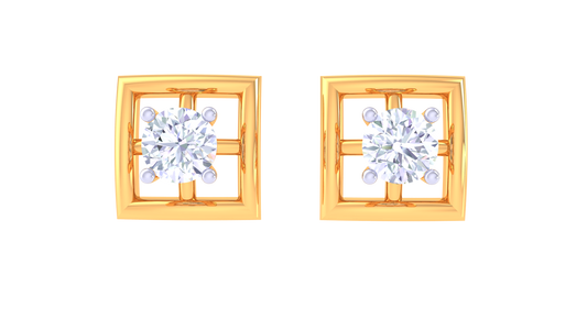 Splended Square Diamond Stud Earrings In Gold -0.33 Ct