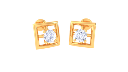 Splended Square Diamond Stud Earrings In Gold -0.33 Ct