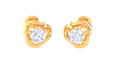 Rose Petal Diamond Stud Earrings In Gold - 0.37 Ct
