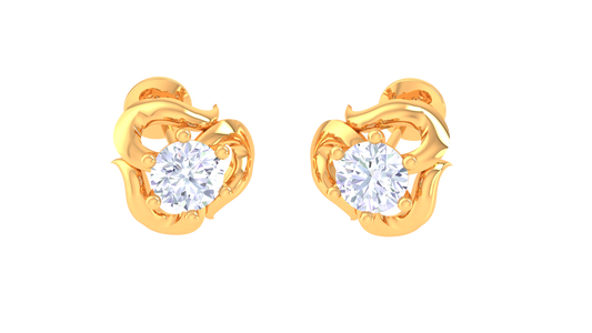 Rose Petal Diamond Stud Earrings In Gold - 0.37 Ct