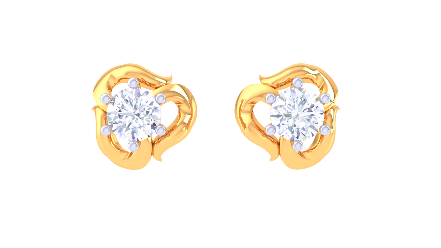 Rose Petal Diamond Stud Earrings In Gold - 0.37 Ct