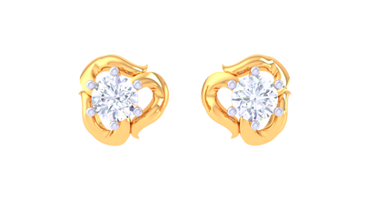 Rose Petal Diamond Stud Earrings In Gold - 0.37 Ct