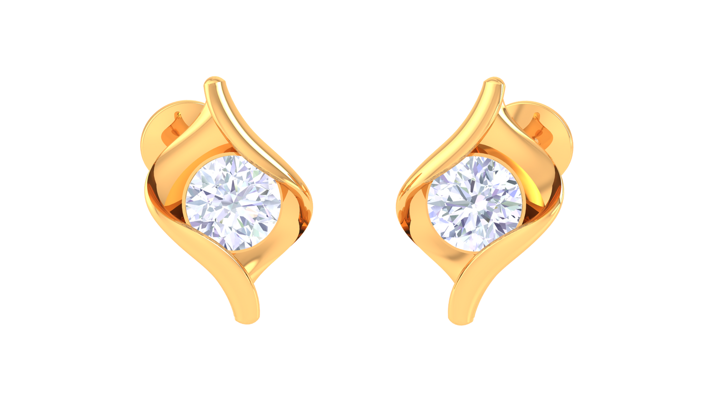 Ripple Sparkle Diamond Stud Earrings -0.39 Ct