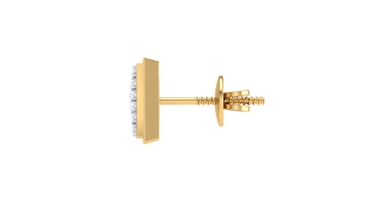 Square Pave Cluster Stud In Yellow Gold - 0.12 Round Diamond Earrings