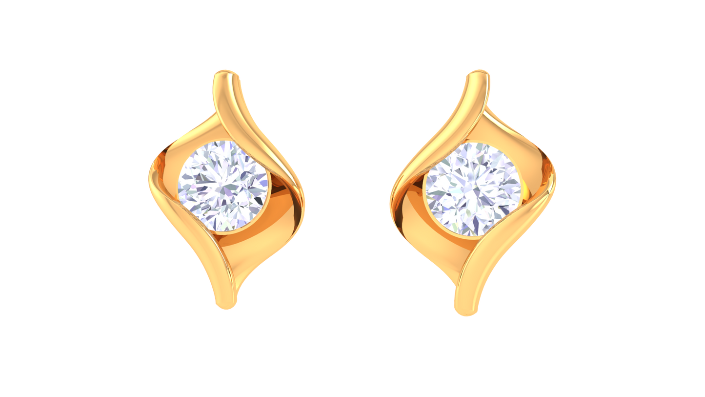 Ripple Sparkle Diamond Stud Earrings -0.39 Ct