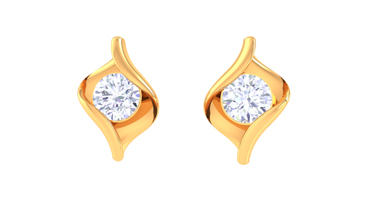 Ripple Sparkle Diamond Stud Earrings -0.39 Ct