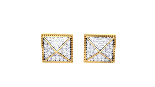 Envelope Frame Stud Earrings In Yellow Gold - 0.15 Ct Round Cut Diamonds