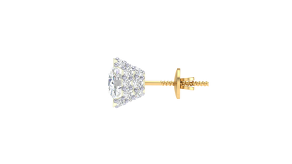 Iconique Classic Solitaire Yellow Gold Stud Earrings - 0.49 Ct Round Cut Diamonds