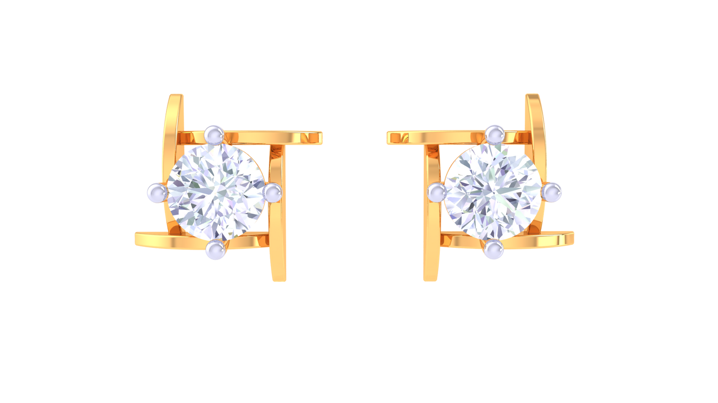 Classic Square Diamond Stud Earrings in Gold - 0.29 Ct