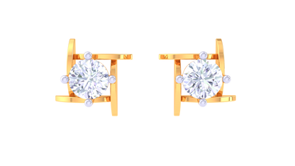 Classic Square Diamond Stud Earrings in Gold - 0.29 Ct
