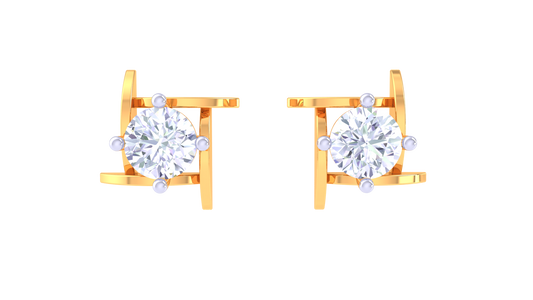 Classic Square Diamond Stud Earrings in Gold - 0.29 Ct