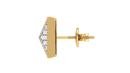 Envelope Frame Stud Earrings In Yellow Gold - 0.15 Ct Round Cut Diamonds