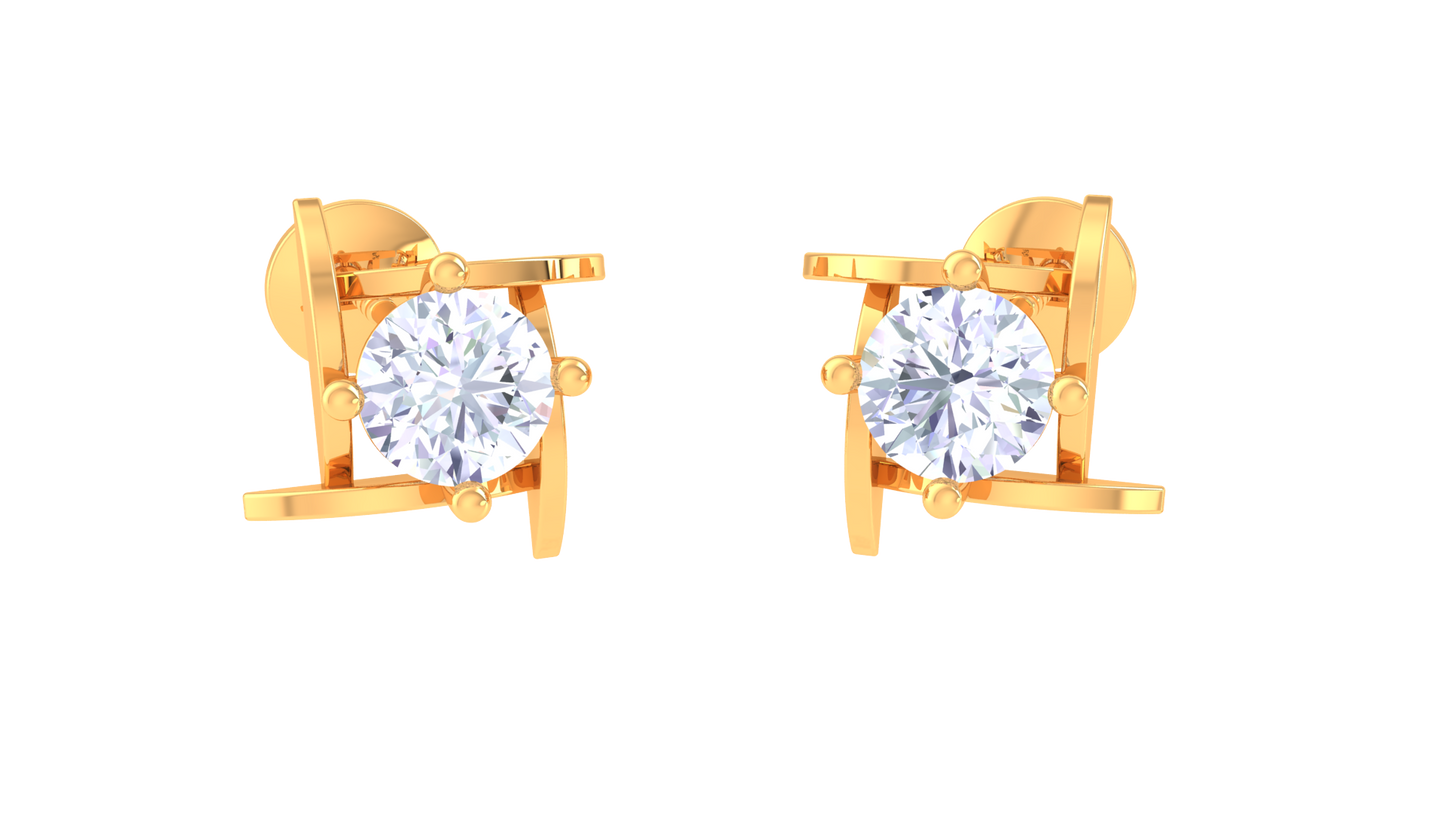 Classic Square Diamond Stud Earrings in Gold - 0.29 Ct