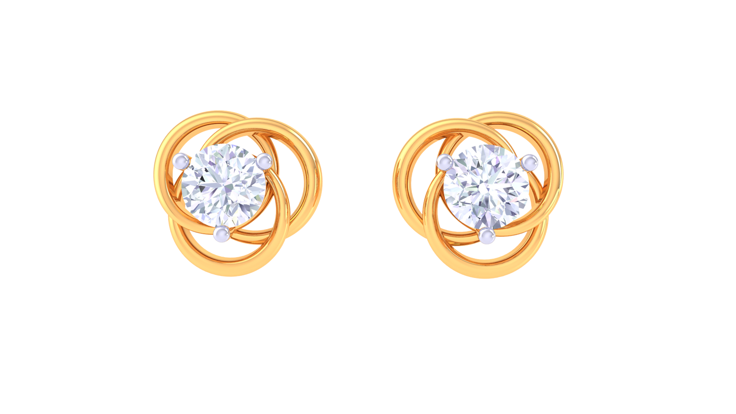 Rounded Halo Twest Diaamond  Stud Earrings - 0.38 Ct