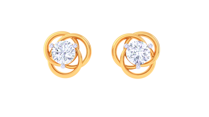 Rounded Halo Twest Diaamond  Stud Earrings - 0.38 Ct