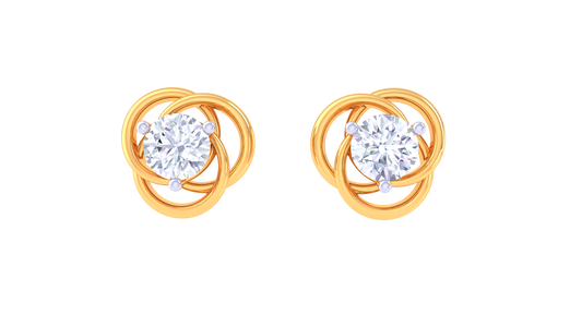 Rounded Halo Twest Diaamond  Stud Earrings - 0.38 Ct